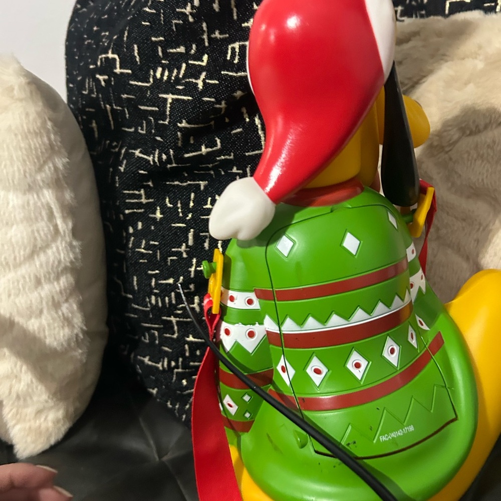 Disney Parks Pluto Popcorn Bucket 2018 Christmas Green Sweater Red Santa Hat - Picture 7 of 7